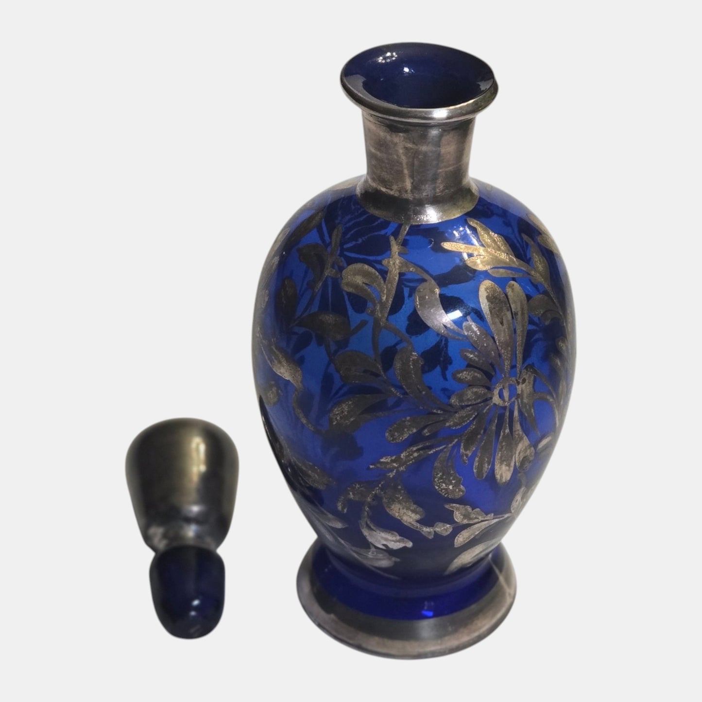 Murano Vintage Silver and Blue Decanter Set - Blue/Silver
