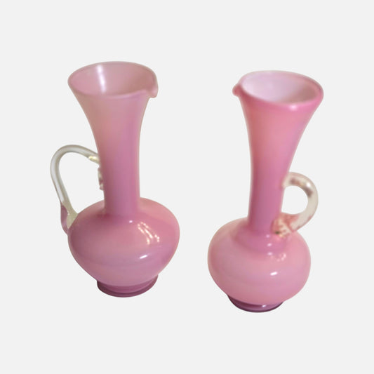 Opaline Pink Vintage Glass Jugs/Ewers - Pink