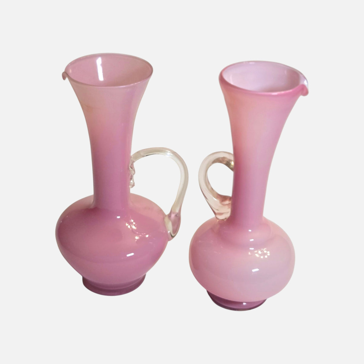 Opaline Pink Vintage Glass Jugs/Ewers - Pink