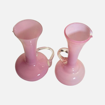Opaline Pink Vintage Glass Jugs/Ewers - Pink