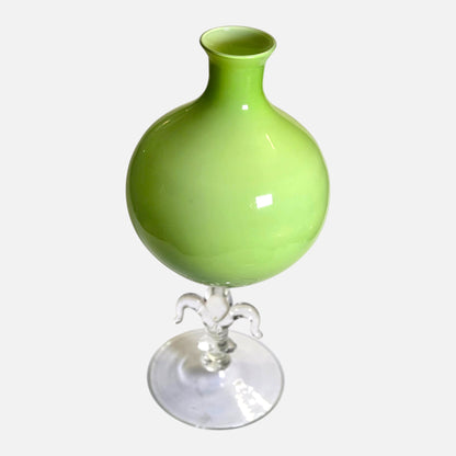 Opalina Fiorentina Green Apple Glass Vase - Green