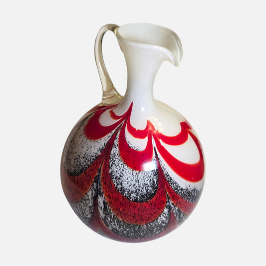 Vintage Carlo Moretti Opaline Fiorentia Glass Red and Black Jug - Red/Black