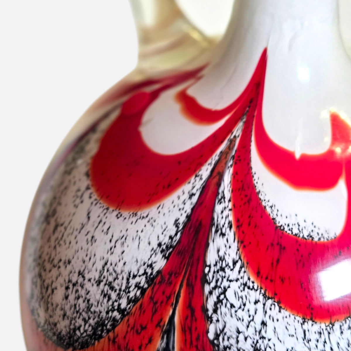 Vintage Carlo Moretti Opaline Fiorentia Glass Red and Black Jug - Red/Black