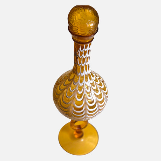 Lavorazion Pettine Stelvia Empoli Striped Cameo Decanter - Amber/White
