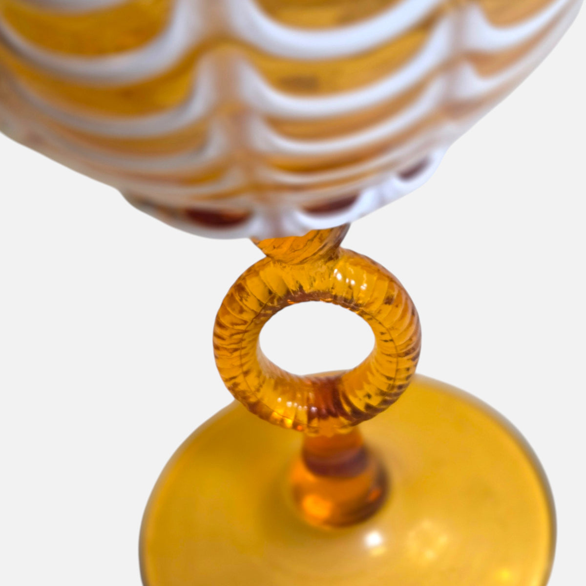 Lavorazion Pettine Stelvia Empoli Striped Cameo Decanter - Amber/White