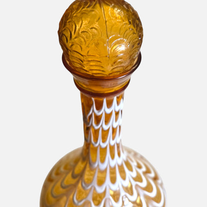 Lavorazion Pettine Stelvia Empoli Striped Cameo Decanter - Amber/White