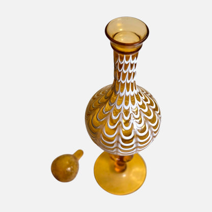 Lavorazion Pettine Stelvia Empoli Striped Cameo Decanter - Amber/White