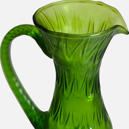 Loetz Witwe Large Green and Blue Glass Pitcher/Ewer - Green/Blue