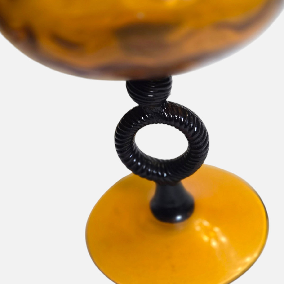 Loetz Witwe Large Amber and Black Glass Pitcher/Ewer - Amber