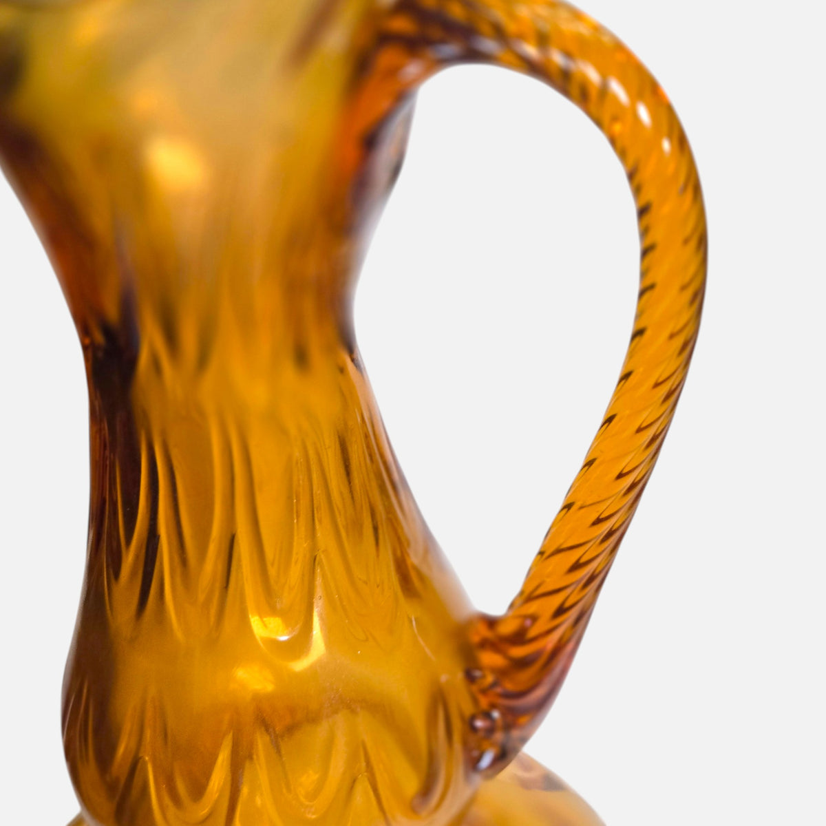 Loetz Witwe Large Amber and Black Glass Pitcher/Ewer - Amber