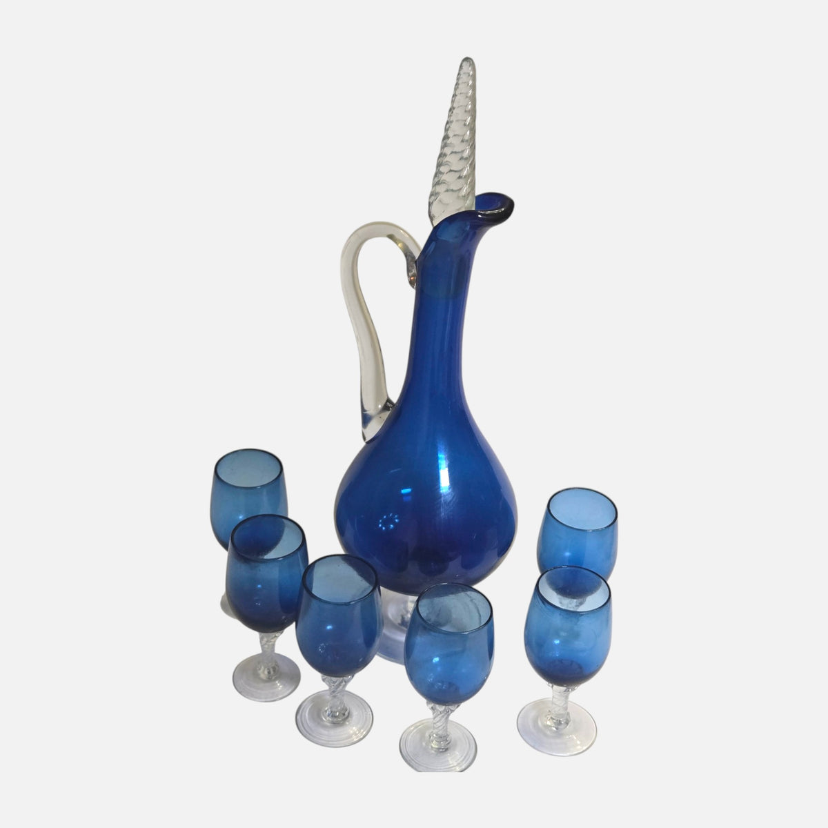 Empoli Vintage Italian Blue Decanter Set - Blue
