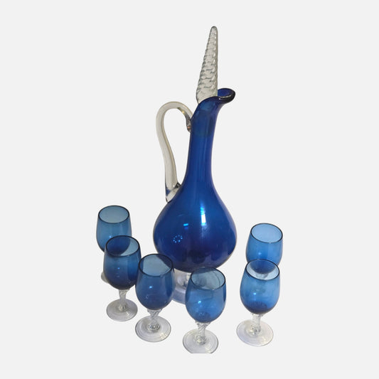 Empoli Vintage Italian Blue Decanter Set - Blue