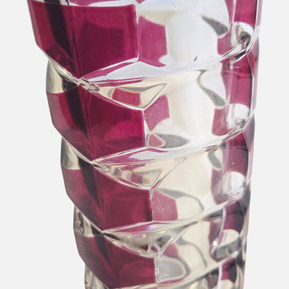 Pair Of Art Glass Czech Ruby Red And Clear Crystal - Ruby Red