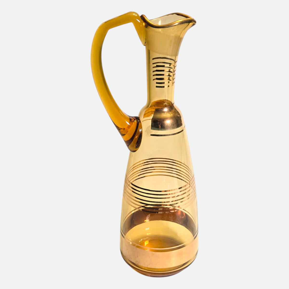 Bohemian Czech Amber And Gold Decanter Set - Amber/Gold