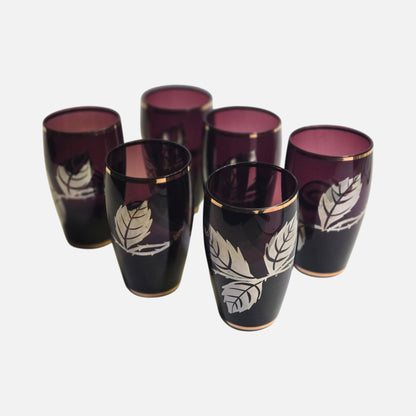 Bohemia Czech Amethyst Purple And Gold Decanter Set - Amethyst