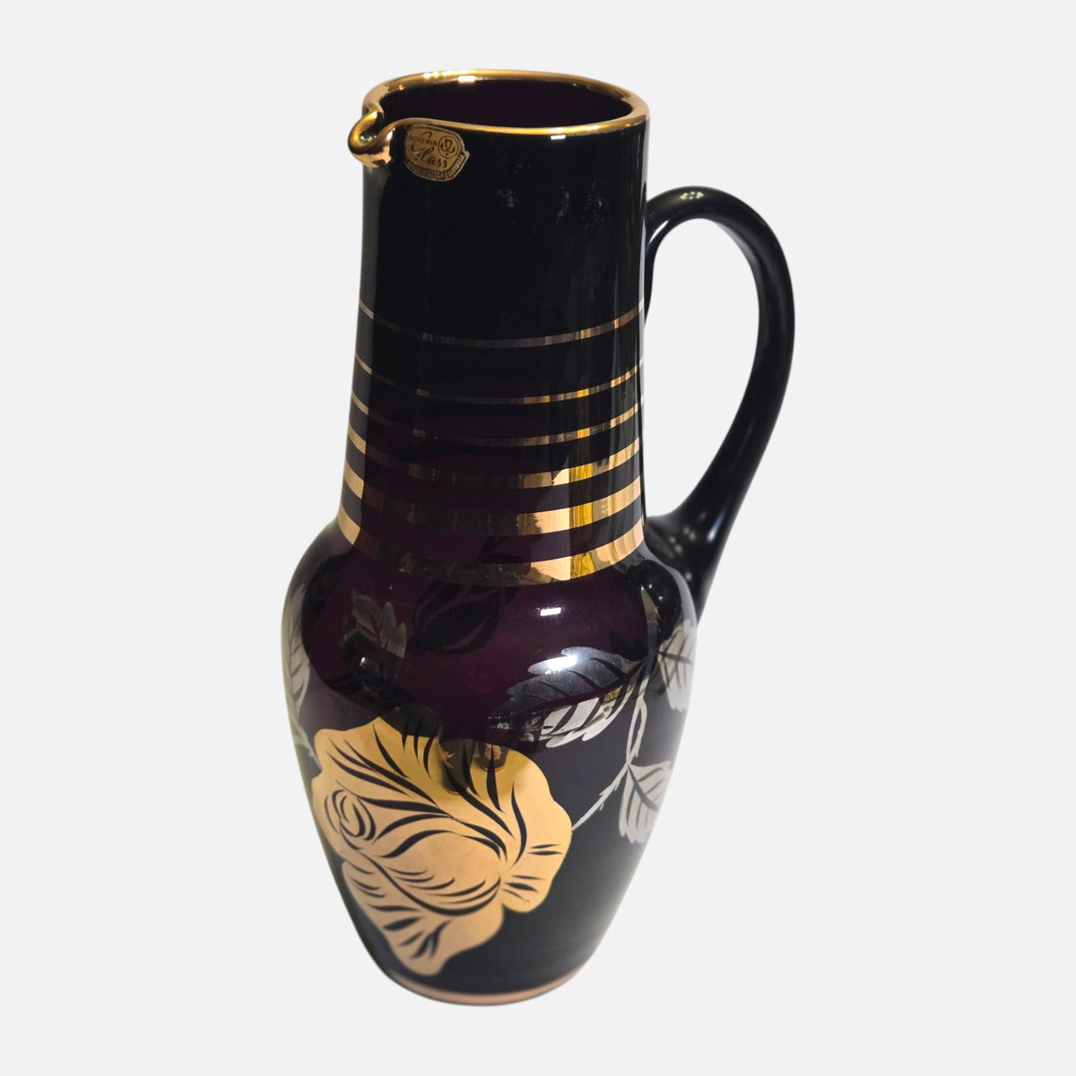 Bohemia Czech Amethyst Purple And Gold Decanter Set - Amethyst