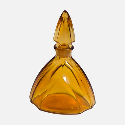 Bohemian Vintage Czech Art Deco Amber  Perfume Bottle - Amber