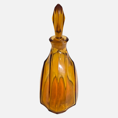 Bohemian Vintage Czech Art Deco Amber  Perfume Bottle - Amber
