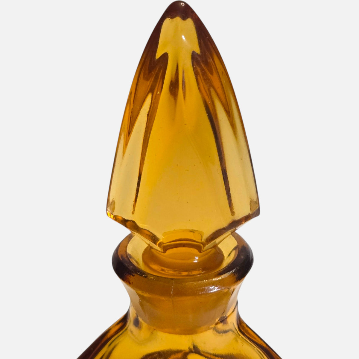 Bohemian Vintage Czech Art Deco Amber  Perfume Bottle - Amber