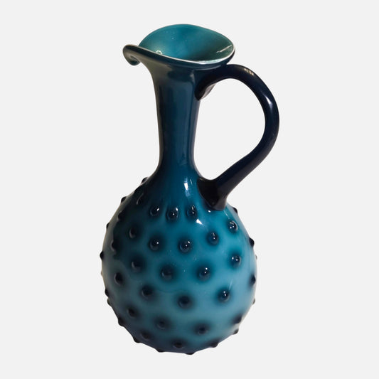Opalina Fiorentina Turquoise Petrol Blue Hobnail Jug - Turquoise