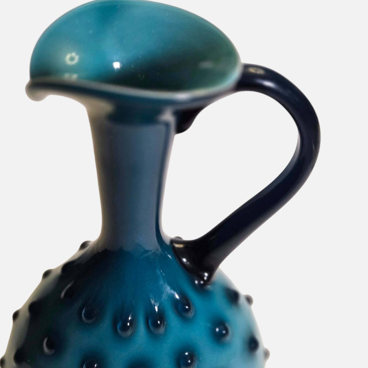Opalina Fiorentina Turquoise Petrol Blue Hobnail Jug - Turquoise