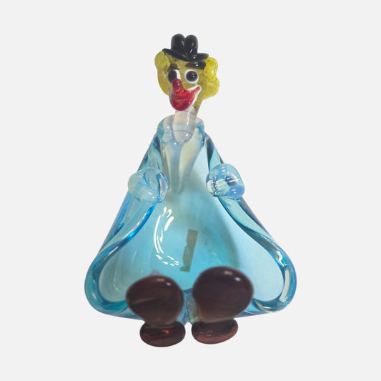Murano Aqua Blue Glass Clown - Aqua Blue