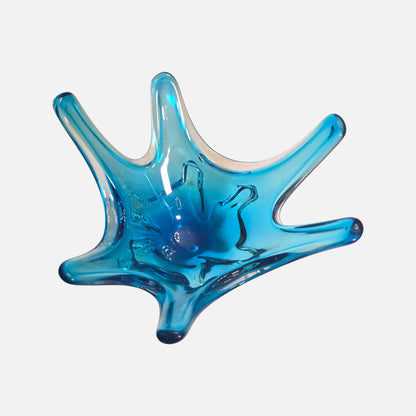 Murano Large Blue Glass Centerpiece Bowl - Aqua Blue