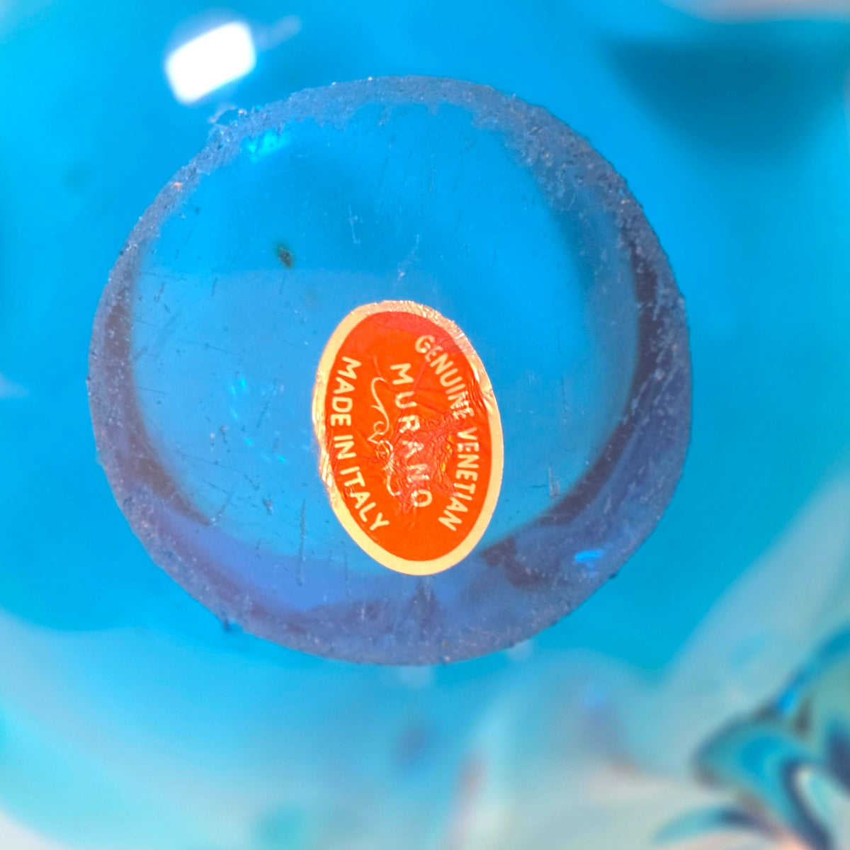 Murano Large Blue Glass Centerpiece Bowl - Aqua Blue