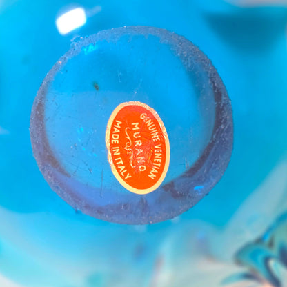 Murano Large Blue Glass Centerpiece Bowl - Aqua Blue