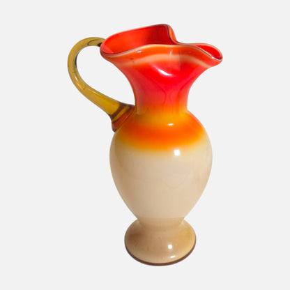 Czech Bohemian Amberina Pair Of Glass Jugs - Orange/Red