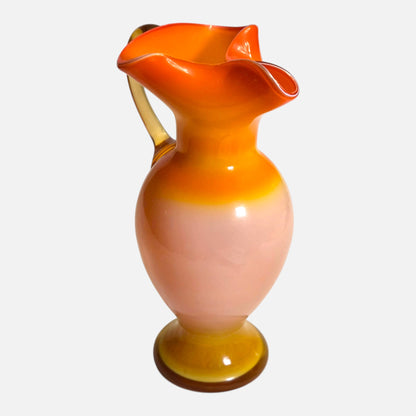 Czech Bohemian Amberina Pair Of Glass Jugs - Orange/Red