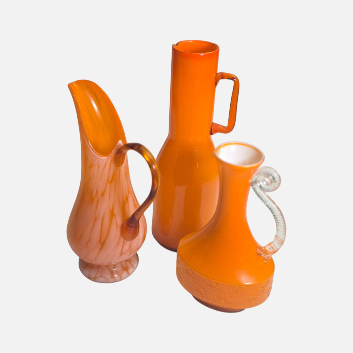 Opaline Three Orange Jugs - Orange