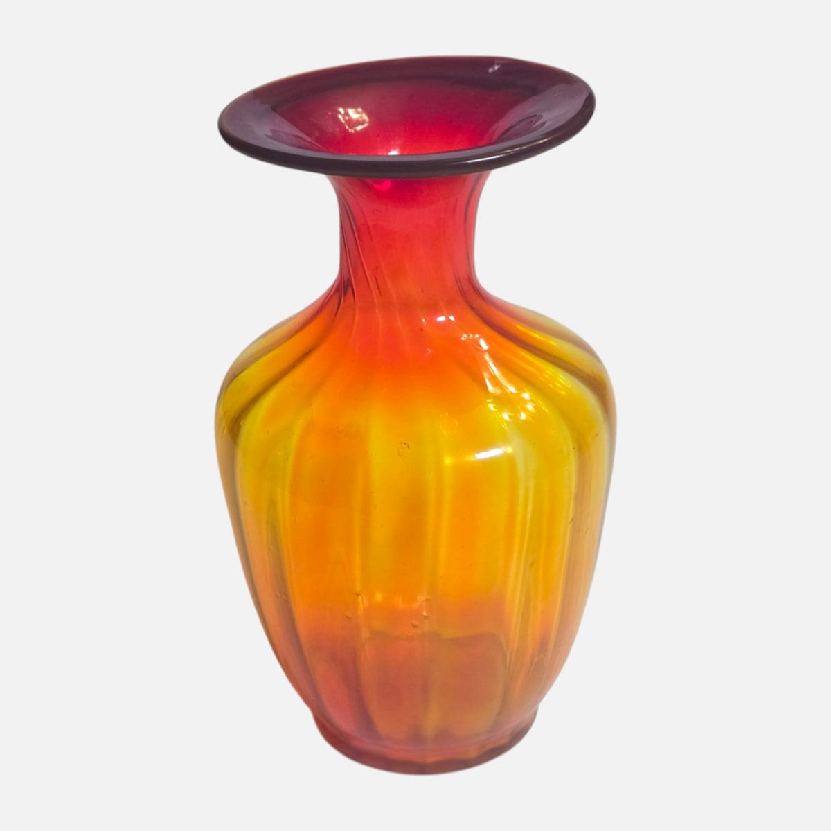Amberina Two Glass Vases - Red/Amber