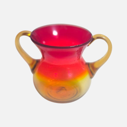 Amberina Two Glass Vases - Red/Amber