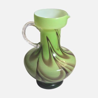 Opaline Florence Green And Red Glass Vases/Jugs - Green/Red