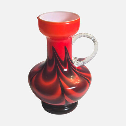 Opaline Florence Green And Red Glass Vases/Jugs - Green/Red
