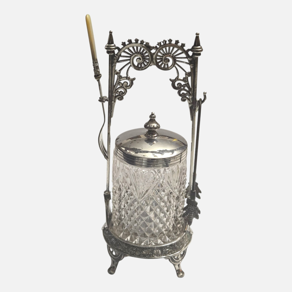Victorian Pickle Condiment Silver And Glass Jar - Glass/Silver