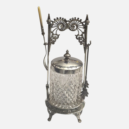 Victorian Pickle Condiment Silver And Glass Jar - Glass/Silver