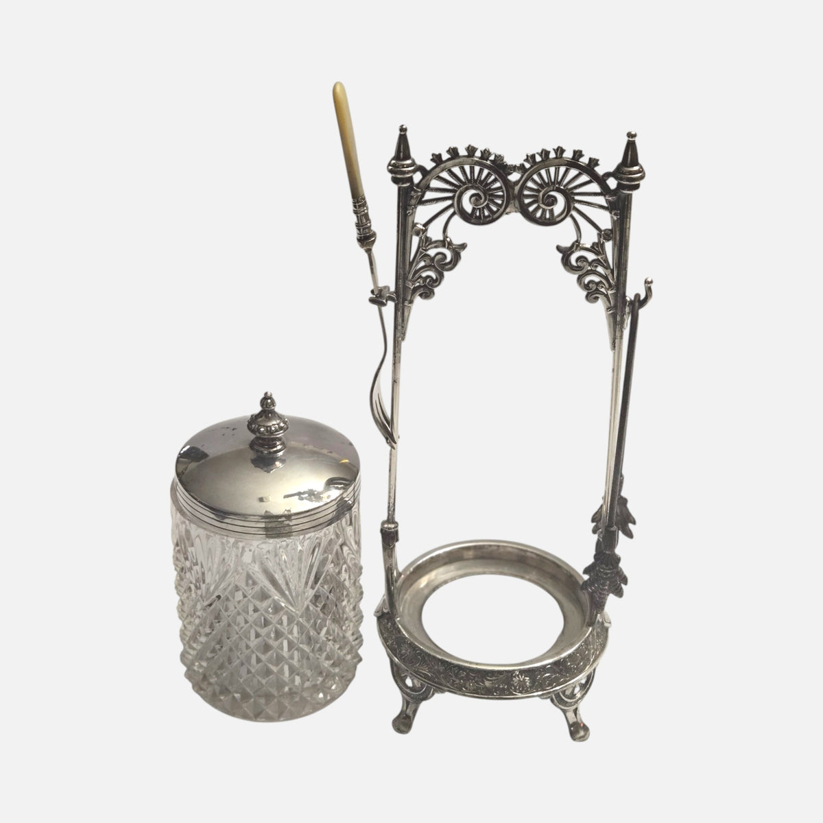 Victorian Pickle Condiment Silver And Glass Jar - Glass/Silver
