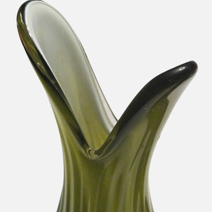 Murano Art Glass Olive Green Vases - Olive Green