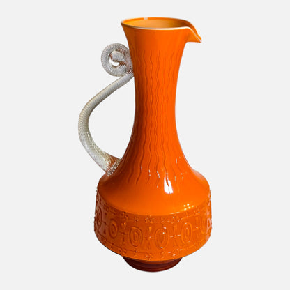 Empoli Pair Of Green And Orange Glass Jugs - Green/Orange