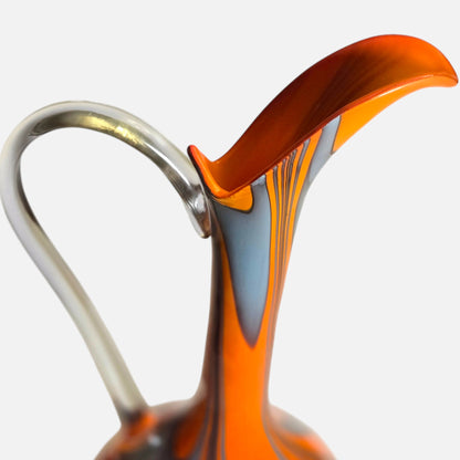 Empoli Vintage Marbled Orange and Grey Jug - Orange/Grey