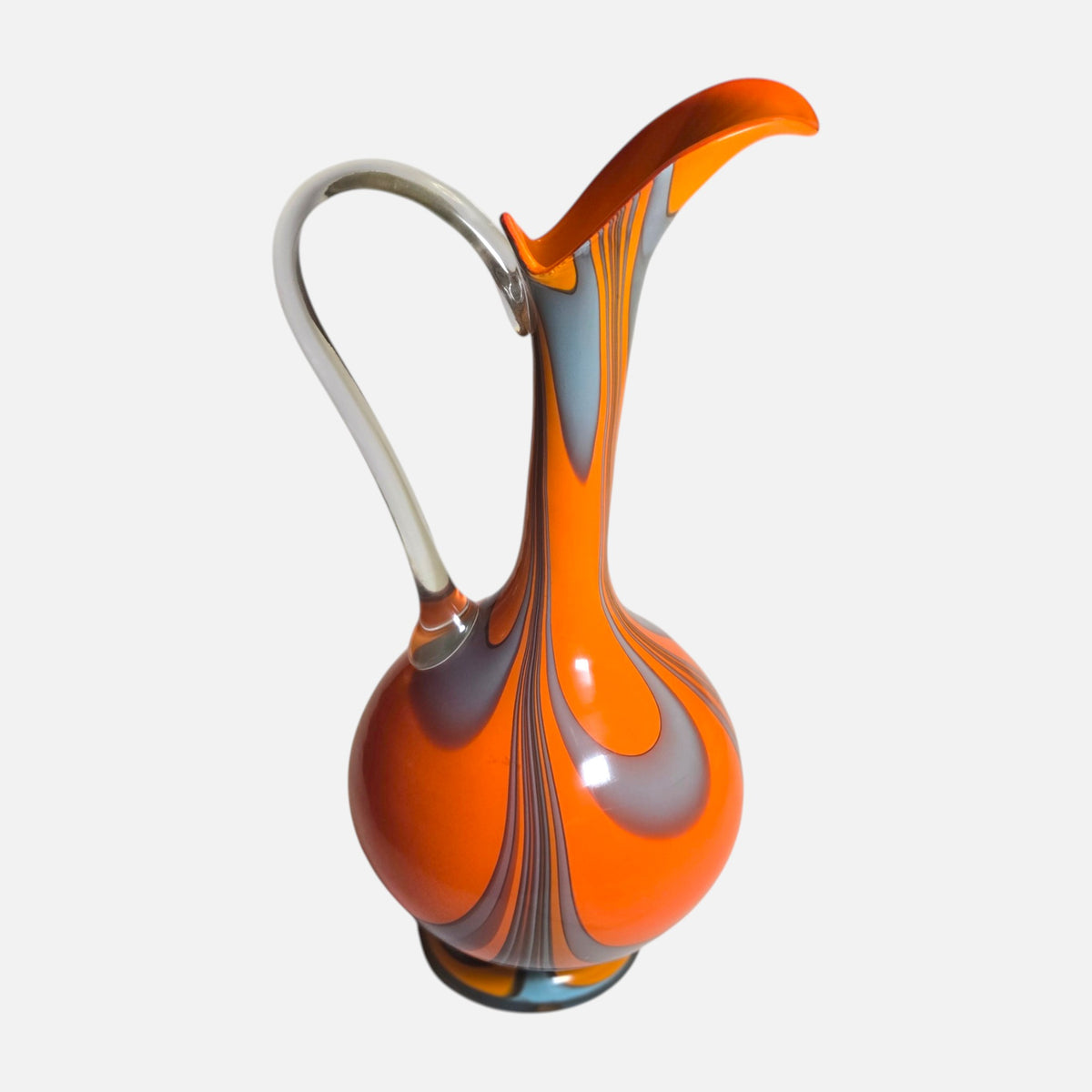 Empoli Vintage Marbled Orange and Grey Jug - Orange/Grey