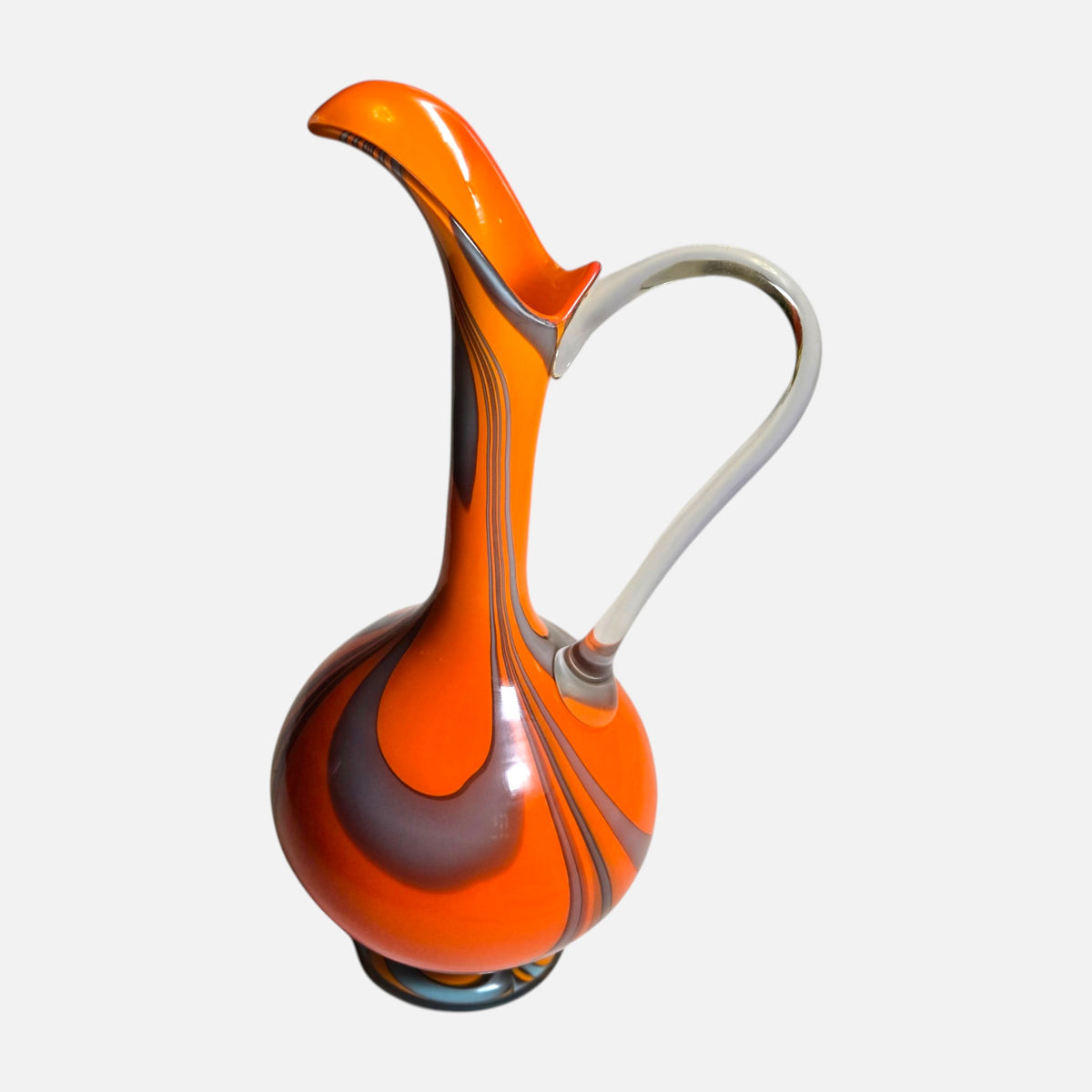 Empoli Vintage Marbled Orange and Grey Jug - Orange/Grey