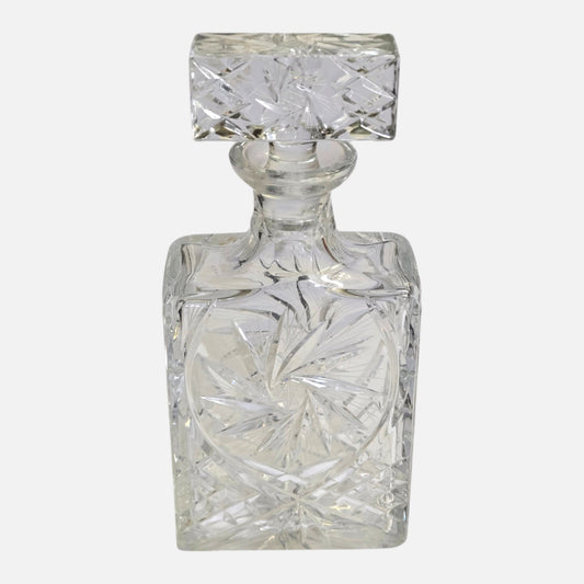 Bohemian Vintage Pinwheel Cut Crystal Decanter - Clear Glass