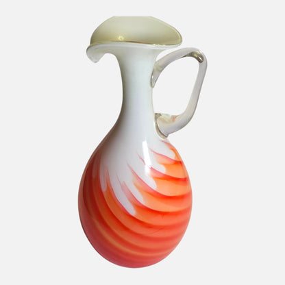 Empoli Vintage Orange Swirls And White Glass Jug - Orange/white