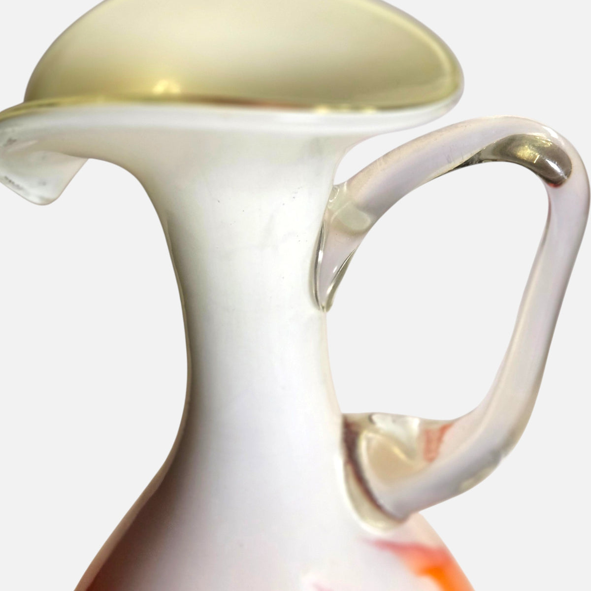Empoli Vintage Orange Swirls And White Glass Jug - Orange/white