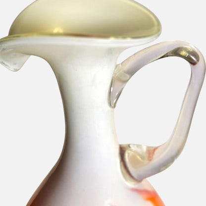 Empoli Vintage Orange Swirls And White Glass Jug - Orange/white