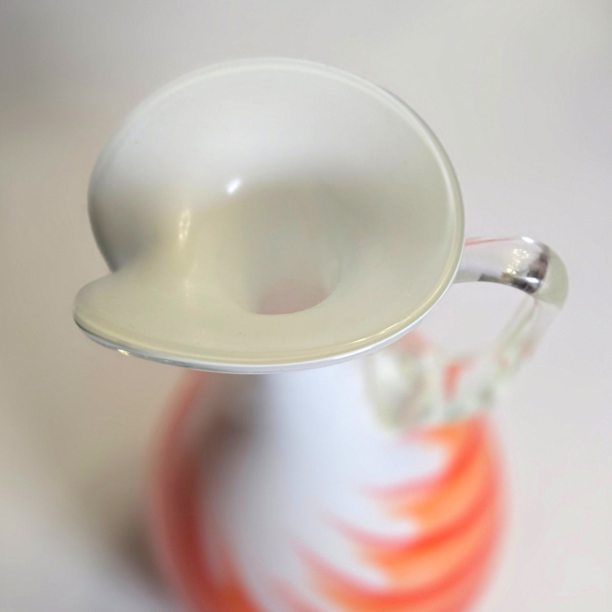Empoli Vintage Orange Swirls And White Glass Jug - Orange/white