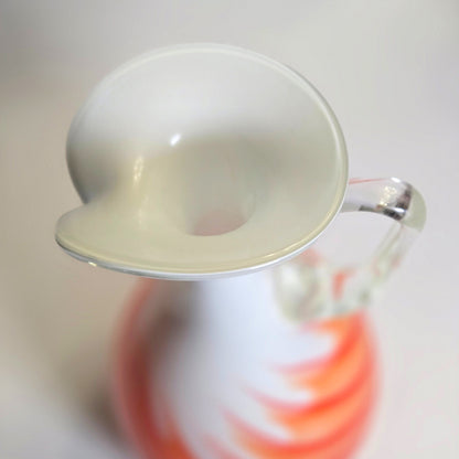Empoli Vintage Orange Swirls And White Glass Jug - Orange/white